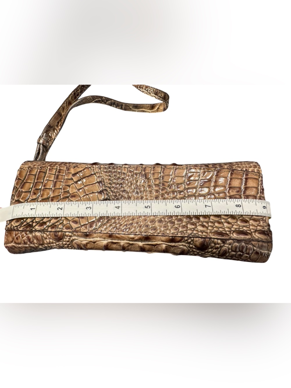 Brahmin Croc-Embossed Brown Crossbody Shoulder Bag - Picture 11 of 14